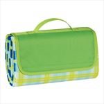 Lime Green Flap with Light Blue Plaid Blanket